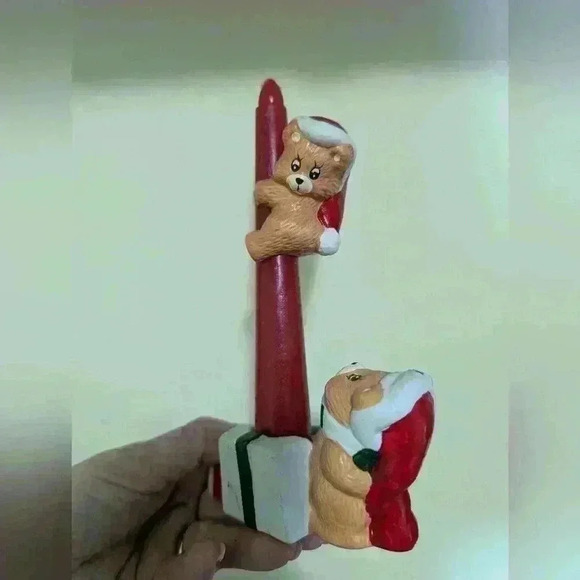 Vintage Christmas candle climber teddy bear set - Picture 3 of 6